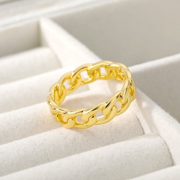 Cuban Chain Ring Plating Real Gold Trend Men's Ring