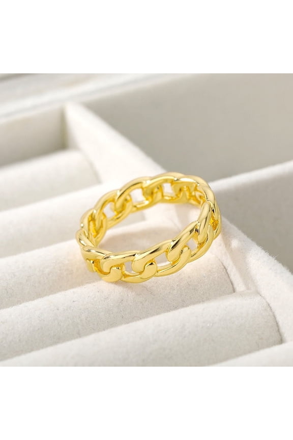 Cuban Chain Ring Plating Real Gold Trend Men's Ring