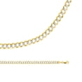 thumbnail image 1 of Cuban Chain Solid 14k Yellow White Gold Necklace Curb Pave Open Link Two Tone Light , 4.7 mm - 22 inch, 1 of 1