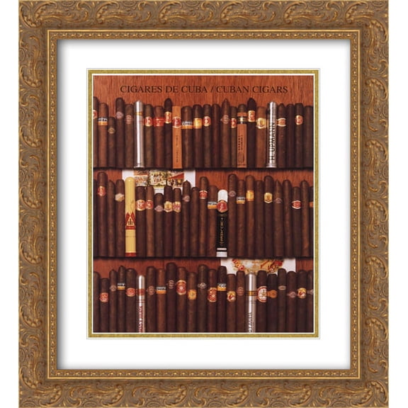 Cuban Cigars 2x Matted 20x24 Gold Ornate Framed Art Print