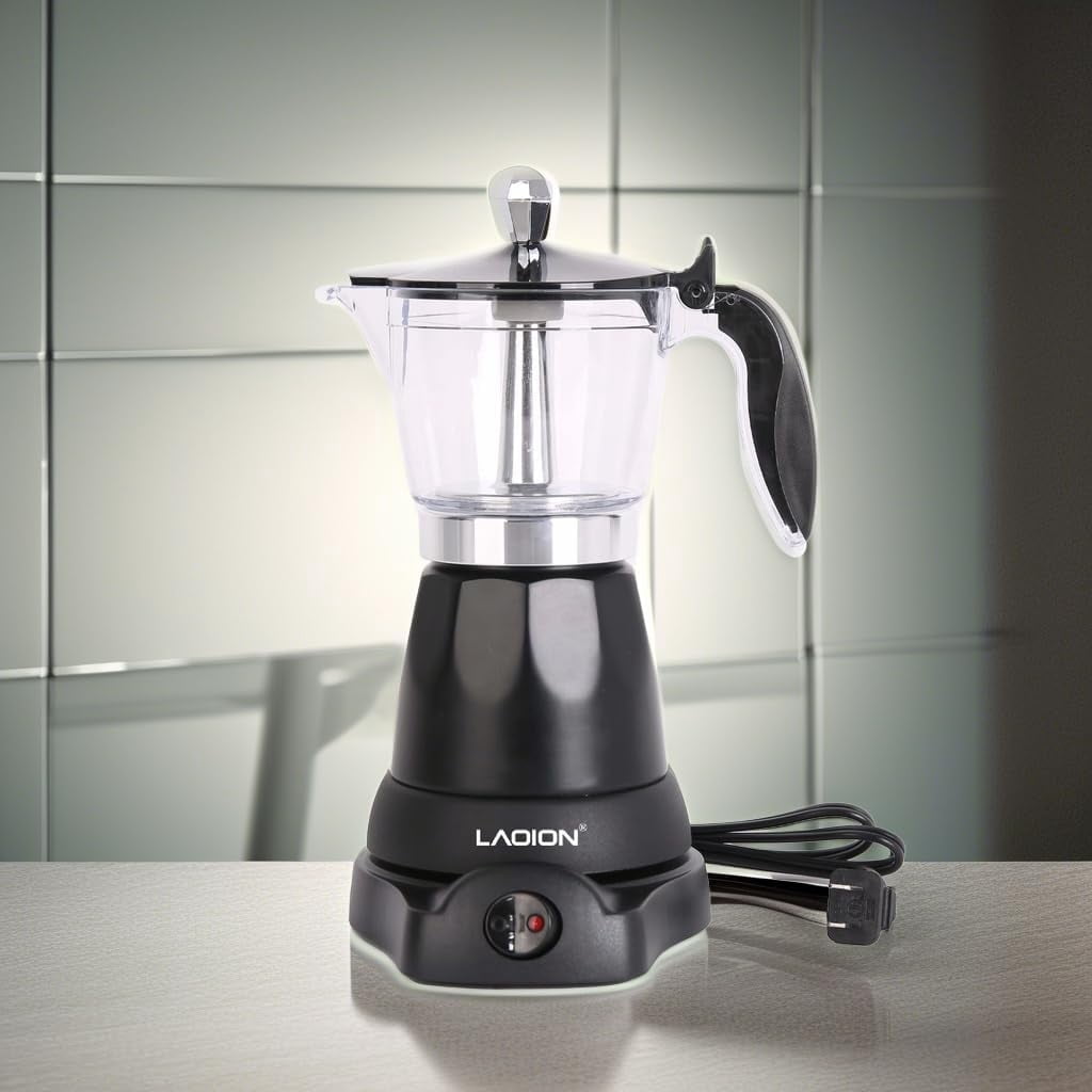 Cuban Coffee Maker, 6 or 3 Cup Electric Espresso Coffee Maker, Portable Cafeteras Electricas Modernas with Detachable Base & Overheat