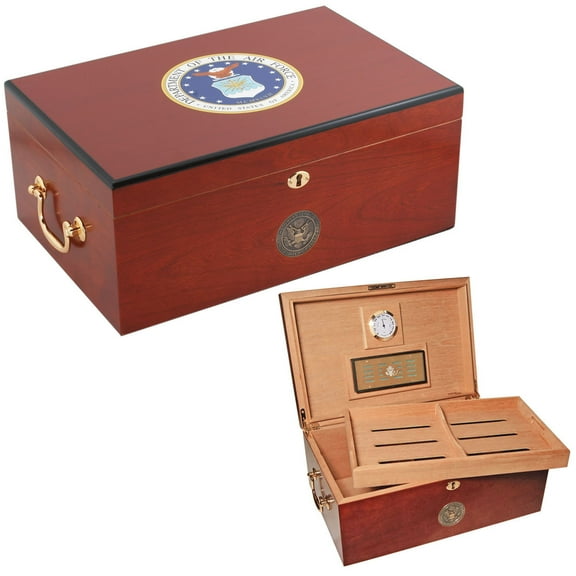Cuban Crafters U.S. Air Force American Emblems Cherry Humidor, 120 count