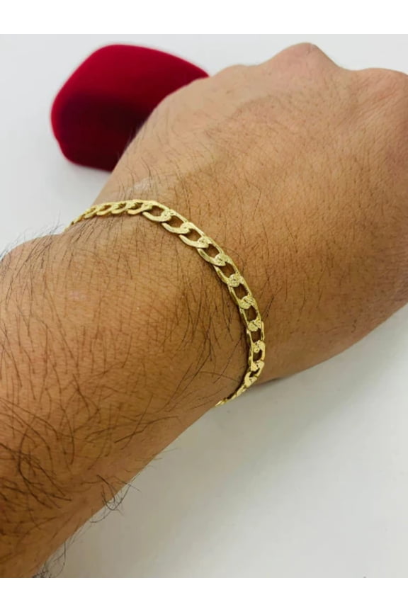 Cuban Curb Bracelet for Mens / Diamond Cut Cuban Link Bracelet 8" / Gold Bracelet