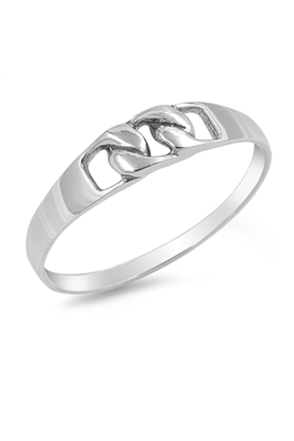 Cuban Curb Chain Link Knot Loop Ring .925 Sterling Silver Band Jewelry Female Male Unisex Size 5