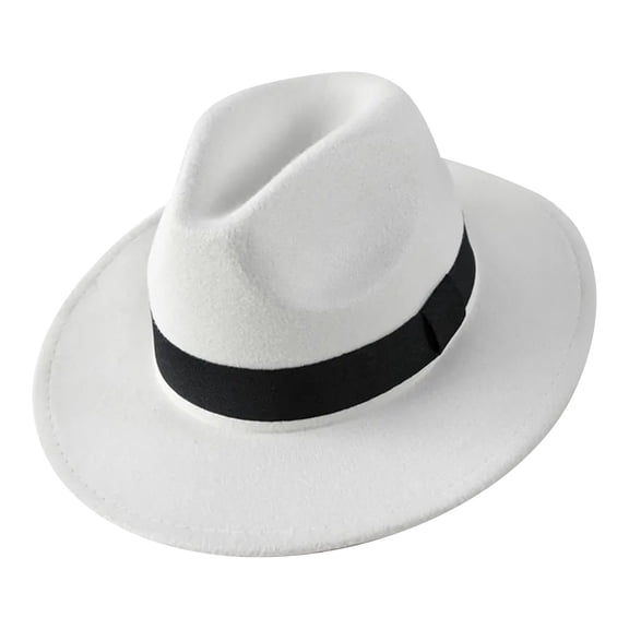 Cuban Fedora Sun Hats Men with Adjustable Strap Short Brim 1920s Unisex Party Costume Hats white One Size