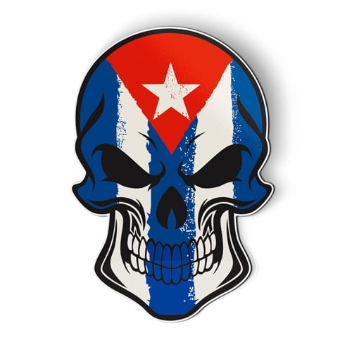 Cuban Flag Skull Cuba - 5" Magnet for Car Locker Refrigerator