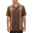 thumbnail image 1 of Cuban Guayabera Men's Dress Shirt Beach Wedding Short Sleeve Button-up Casual Brown/Khaki Large, 1 of 4