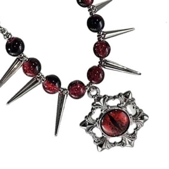 Cuban Hip Hop Necklace Gothic Devil Eye Design Zinc Alloy Mystical Runes Jewelry