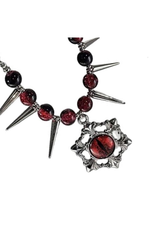 Cuban Hip Hop Necklace Gothic Devil Eye Design Zinc Alloy Mystical Runes Jewelry