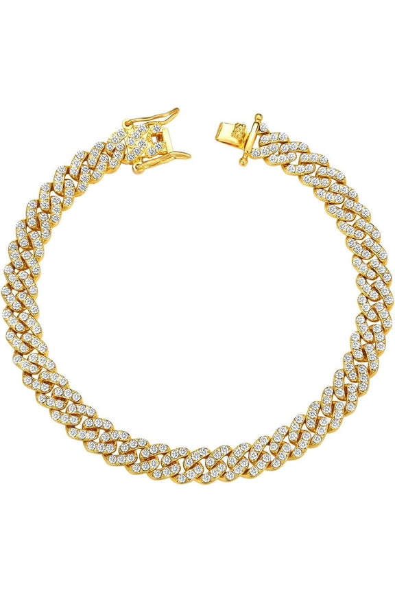 Cuban Link Anklets for Women Plus Size Large Ankle Bracelets Gold Silver Rhinestone Diamond Bling Anklets Women 9 10 inch