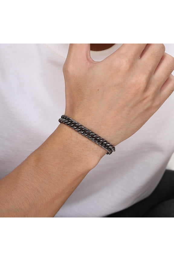 Cuban Link Bracelet for Men 8MM Sturdy 316L Stainless Steel Bracelet Non Tarnish Hypoallergenic Fold Over Buckle Mens Bracelet Jewelry, 7.5''/8.5''/9''