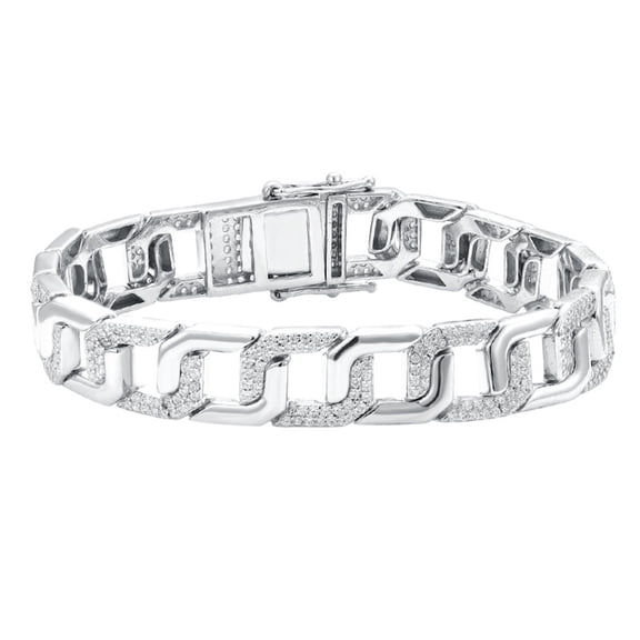 Cuban Link Bracelet for Men Hypoallergenic 925 Sterling Silver Chain Bracelet for Men Clear 5A  CZ Men Bracelet Silver Jewelry 6.5-7.5 Inch