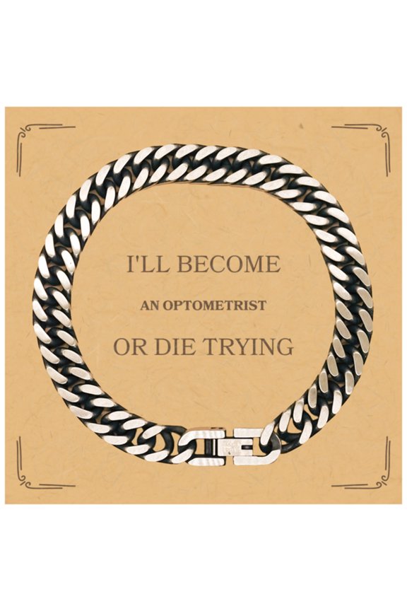 Cuban Link Chain Bracelet for Optometrist with Inspirational Quote for Graduation and Confidence Boost