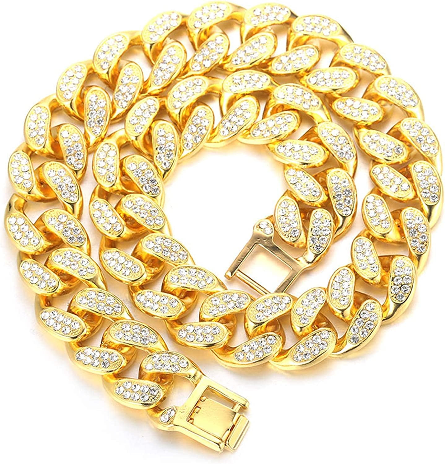 5AAA+ CZ Ice Out Hop Hip Cuban Link Chain Necklace Real Gold Plated 20MM