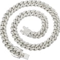 thumbnail image 1 of Cuban Link Chain Miami Cuban Necklace Gold/Silver Plated Diamond Cut Stainless Steel Chain for Men Women 13mm Iced Out Hip Hop Jewelry, 1 of 10