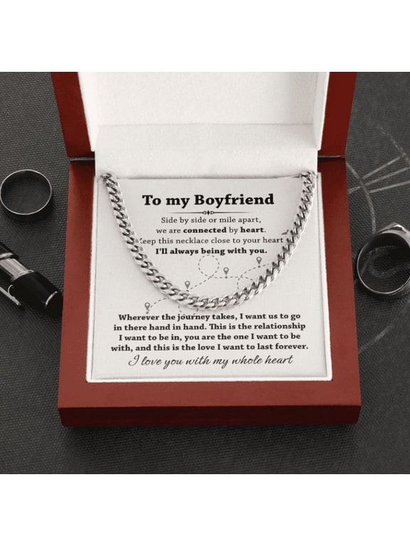 Cuban Link Chain Necklace For Boyfriend, Boyfriend Long Distance Gift From Girlfriend, I'll Always Being with you
