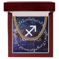 thumbnail image 1 of Cuban Link Chain Necklace - Sagittarius Theme, Cuban Link Chain - Stainless Steel/ Yellow Plated - Message Card & Gift Box, 1 of 5