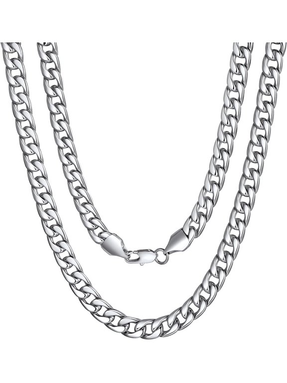 Cuban Link Chain for Men Women Stainless Steel Curb Necklace, 7/9/12/15 MM Chunky Chain Silver/Gold/Black Mens Hip Hop Jewelry 18''-30''