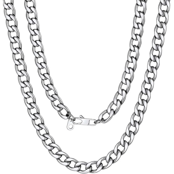 Cuban Link Chain for Men Women Stainless Steel Curb Necklace, 7/9/12/15 MM Chunky Chain Silver/Gold/Black Mens Hip Hop Jewelry 18''-30''