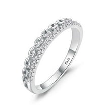 Cuban Link Pave Set Women's Engagement Ring 1.8 Ct Diamond 14K White Gold Over