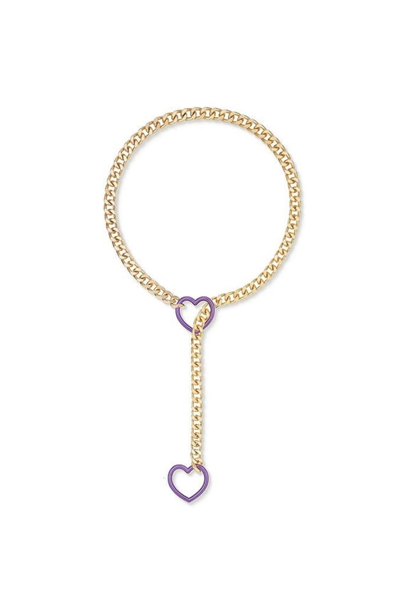Cuban Link Slip Chain Necklace with Heart for Women Adjustable Size Neckchain