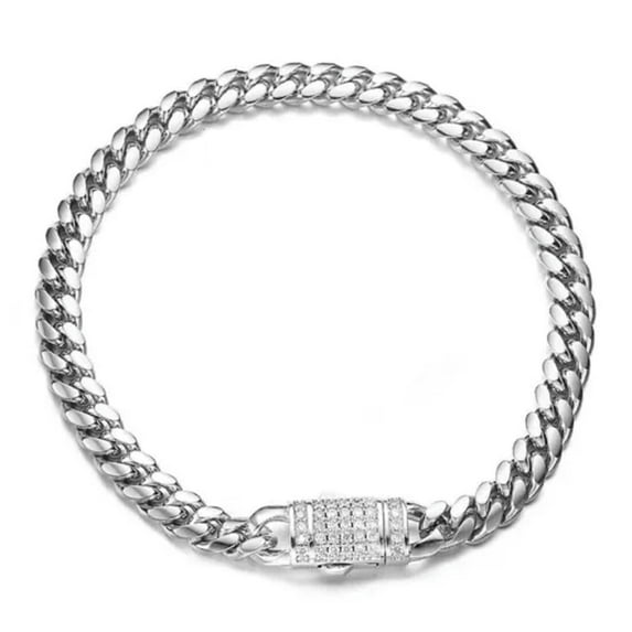 Cuban Link Stainless Steel Chain CZ Bracelet Bangle for Men Women 6-14mm
