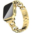 thumbnail image 1 of Cuban Link band+PC Case for Apple watch strap 41mm 40mm 38mm 45mm 44mm 42mm Stainless steel metalapple watch wristbands bracelet iWatch series 7 6 5 4 3 SE, 1 of 7