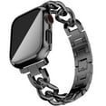 thumbnail image 1 of Cuban Link band+PC Case for Apple watch strap 41mm 40mm 38mm 45mm 44mm 42mm Stainless steel metalapple watch wristbands bracelet iWatch series 7 6 5 4 3 SE, 1 of 7