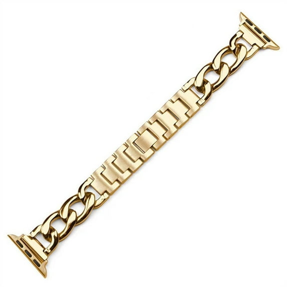 Cuban Link band for Apple watch strap 41mm 40mm 38mm 45mm 44mm 42mm Stainless steel metal bracelet iWatch series 7 6 5 4 3 SE - gold