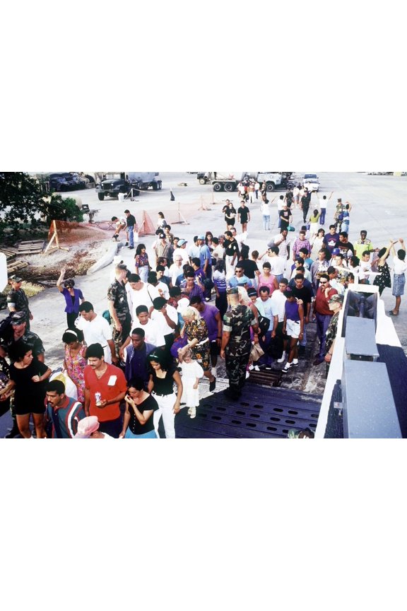 Cuban Migrants At Guantanamo Bay Naval Base Assembling For Their Flight To Homestead Air Force Base Florida Where They Will Be Admitted To The U.S. And Reunited With Their Sponsors. June 14 1995.