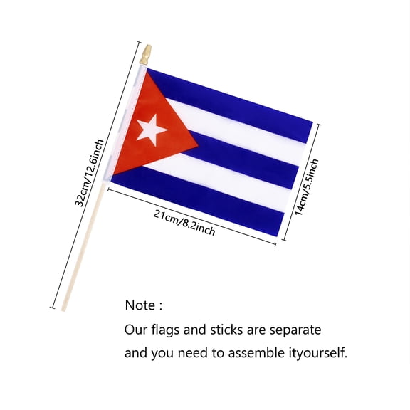Cuban Mini Hand Held Flags 5x8 Inch 12 Pack