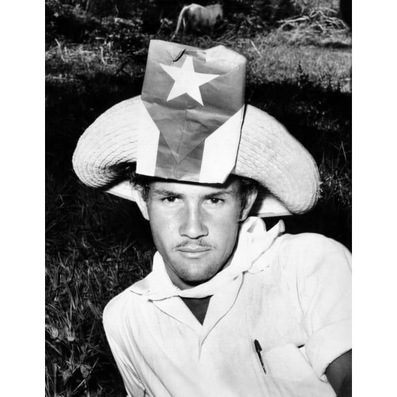 Cuban Patriot Wearing A Flag Decorated Hat. He Is A Farmer From The Hill Country Who Has Traveled To Havana For The Celebration Of The Sixth Anniversary Of The '26Th Of July Movement' That Brought