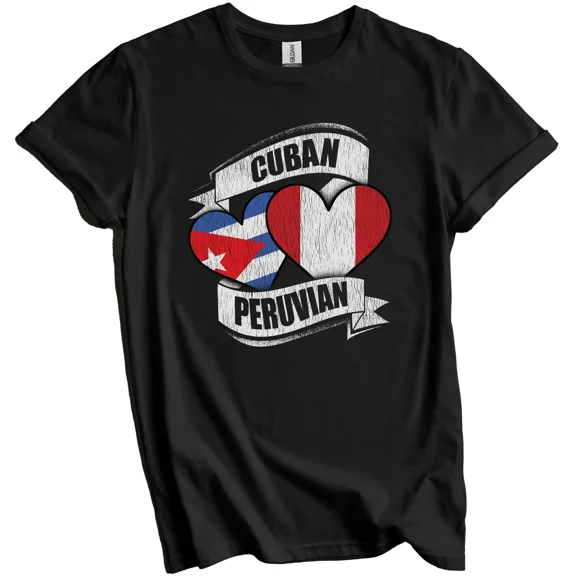 Cuban Peruvian Hearts Cuba Peru Flags T-Shirt