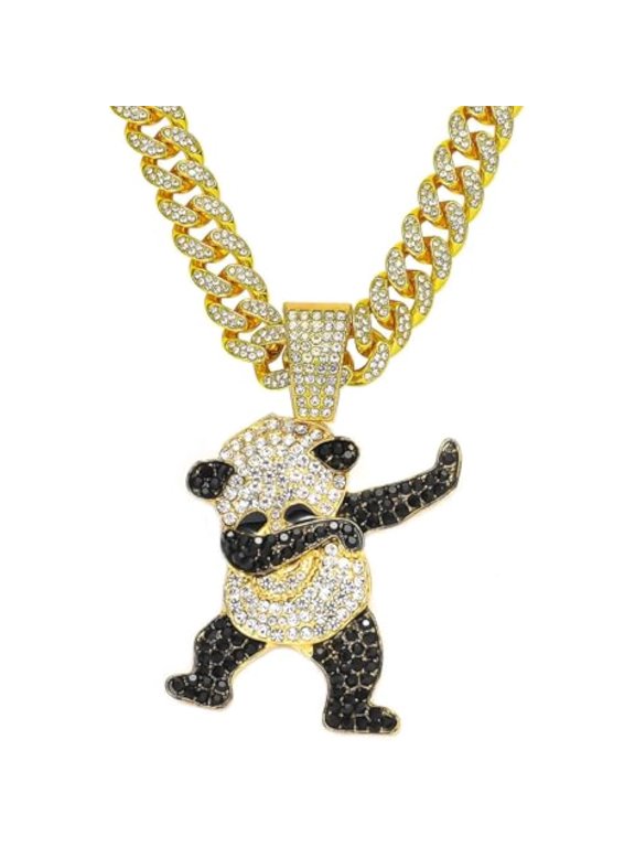 Cuban chain pendant necklace, Miami ice chain necklace, animal pendant hip-hop jewelry, suitable for both men and women.