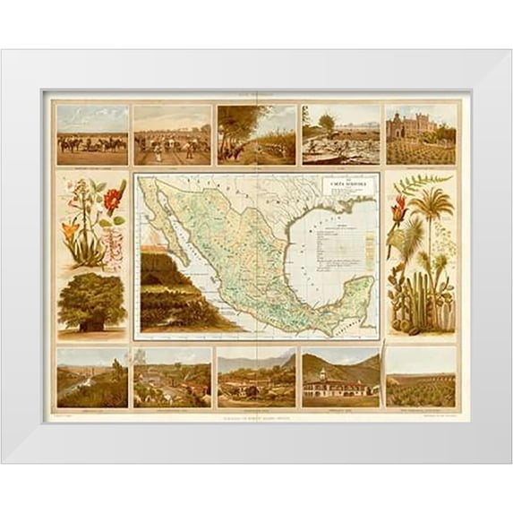 Cubas, Antonio Garcia 32x26 White Modern Wood Framed Museum Art Print Titled - Carta Agricola, 1885