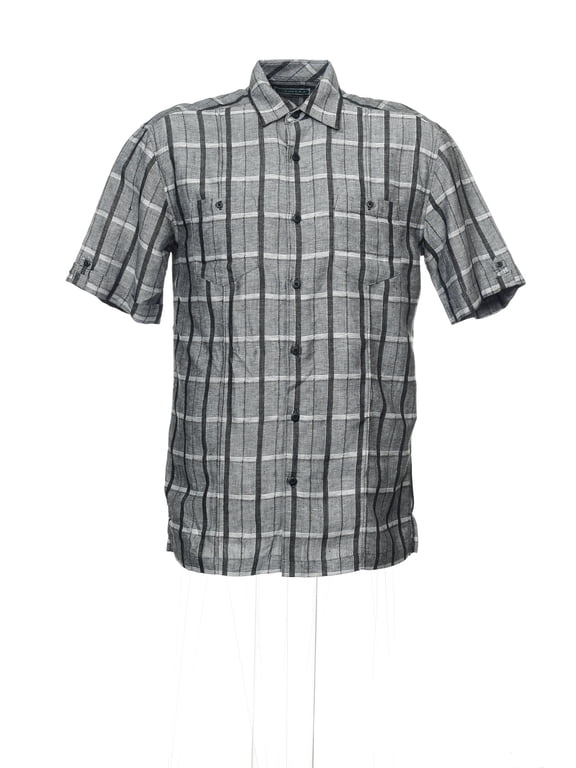 Gray Plaid Camp Shirt , Size Small
