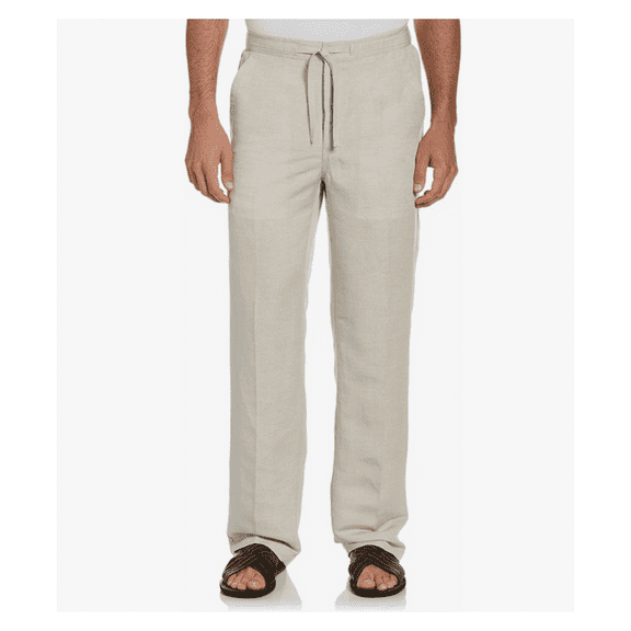 Cubavera Men Linen-Blend Pants with Drawstring, Natural Linen,  34x32