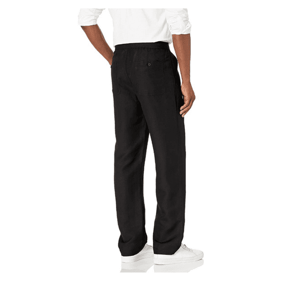 Cubavera Men's Drawstring Linen-Blend Pant with Black Elastic Waistband,XXXL/30L