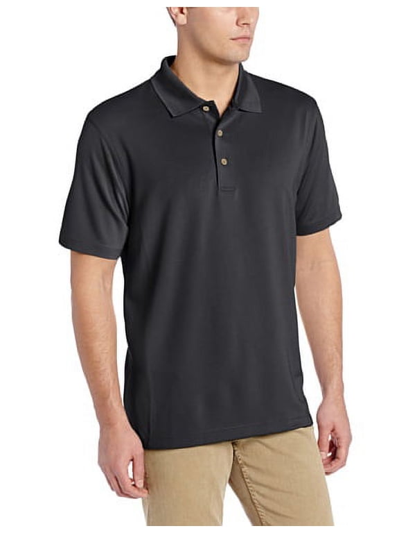 men's essential textured performance polo shirt, jet black, small