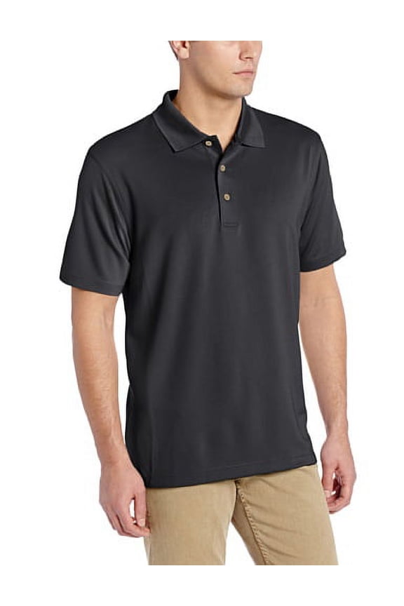 men's essential textured performance polo shirt, jet black, small