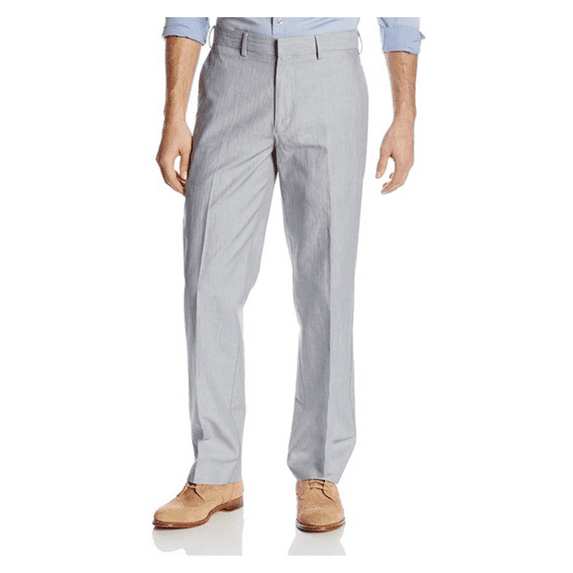 Cubavera Men's Linen Cotton Herringbone Textured Pant, Jet Black, 30x30