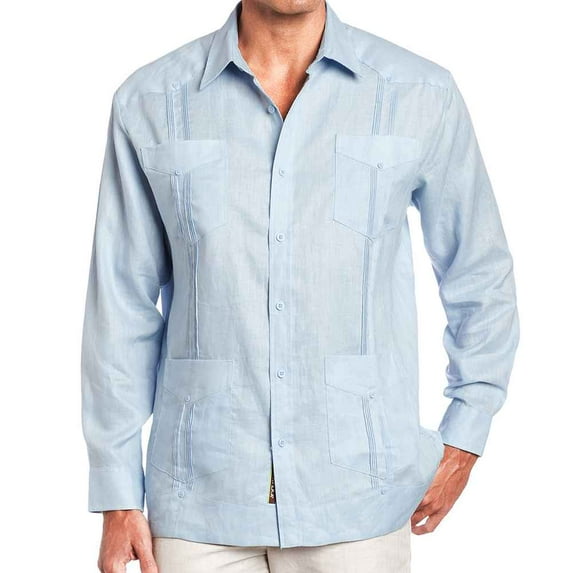 Cubavera Men's Long Sleeve 100% Linen Guayabera SIZE:S COLOR:CABL