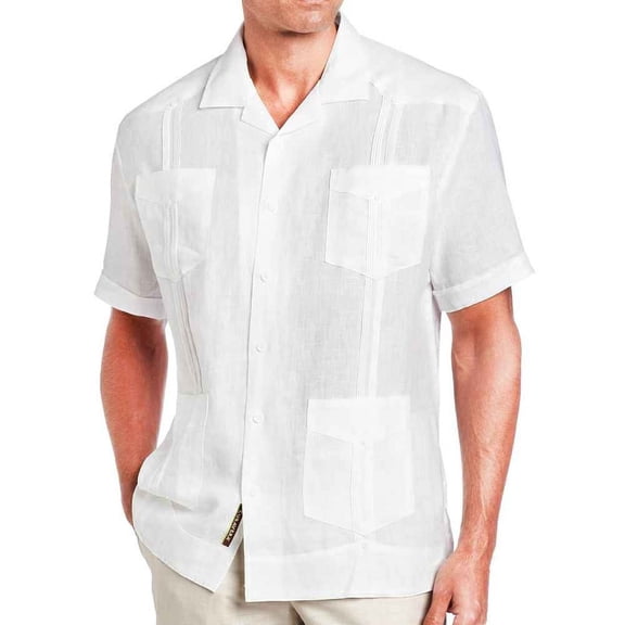 Cubavera Men's Short Sleeve 100% Linen Guayabera SIZE:2X COLOR:WH