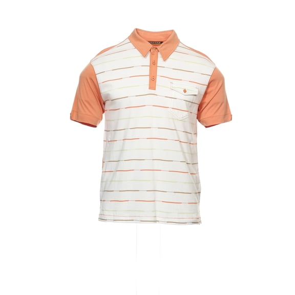 Cubavera Men's Two Tone (Orange/Off White) Striped Polo Shirt (Small, Pheasant)