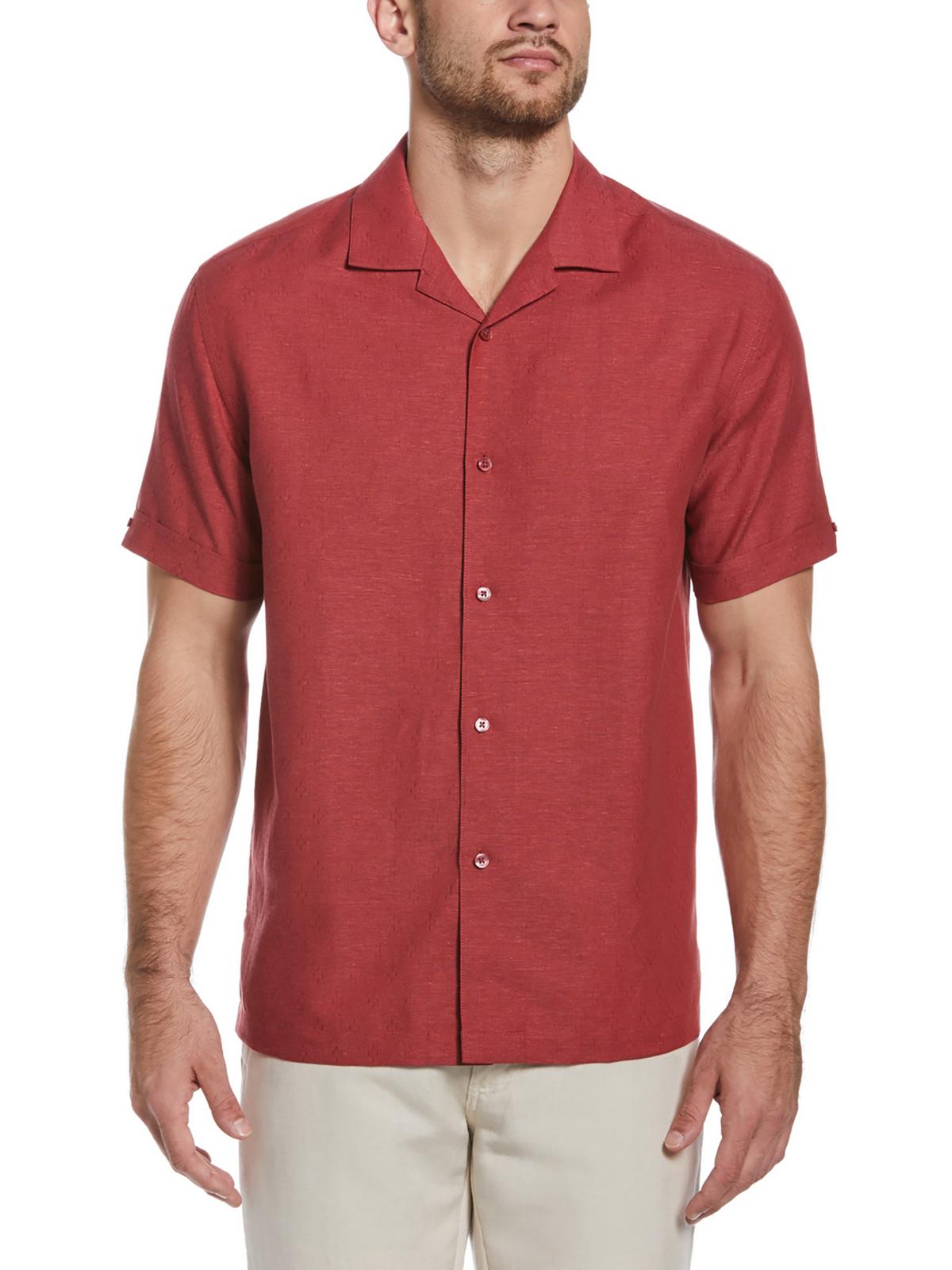 Cubavera Mens Linen Collared ButtonDown Shirt