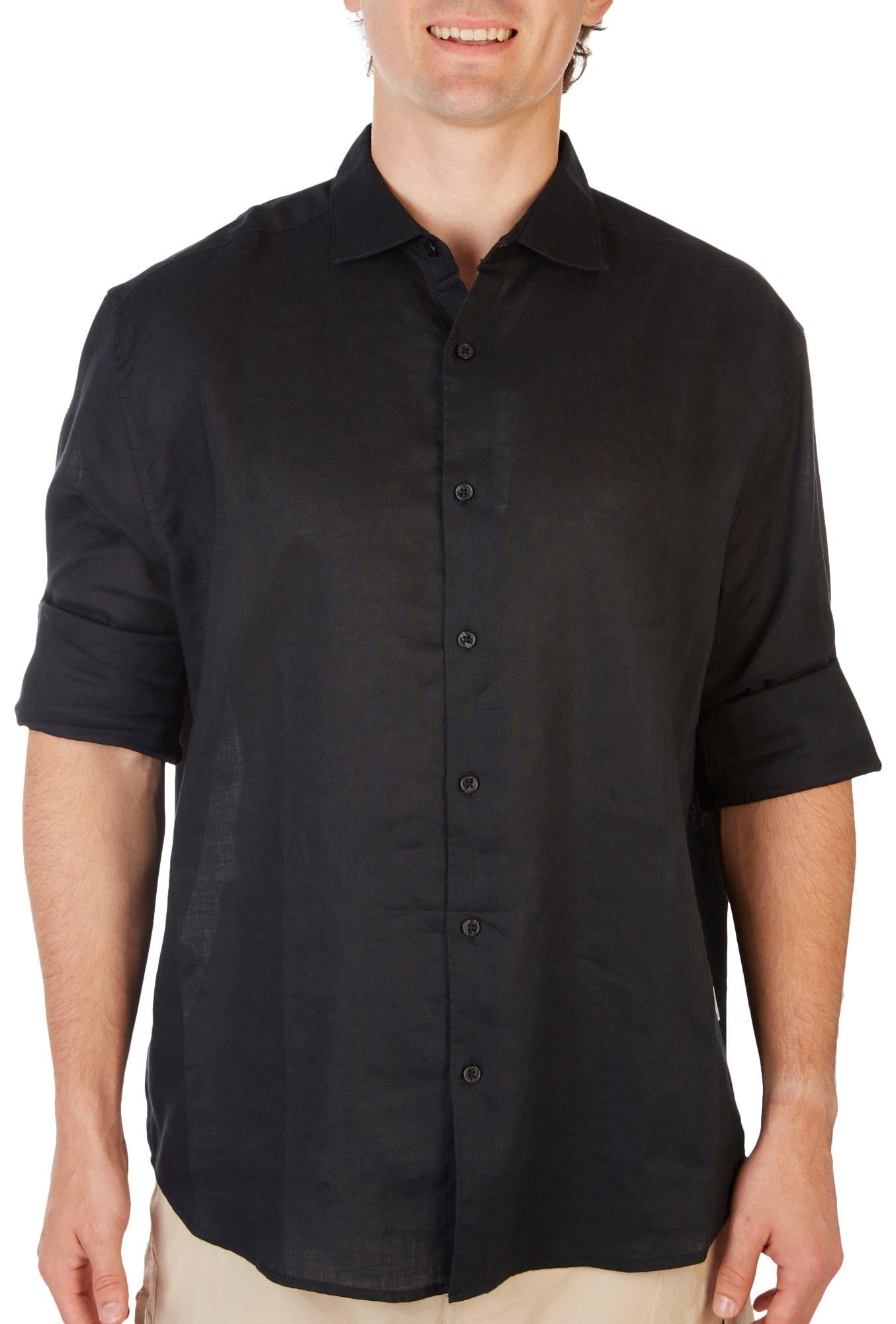 Cubavera Men’s Linen-Blend Long Sleeve Button-Down – Wrinkle Resistant, Travel-Friendly Shirt