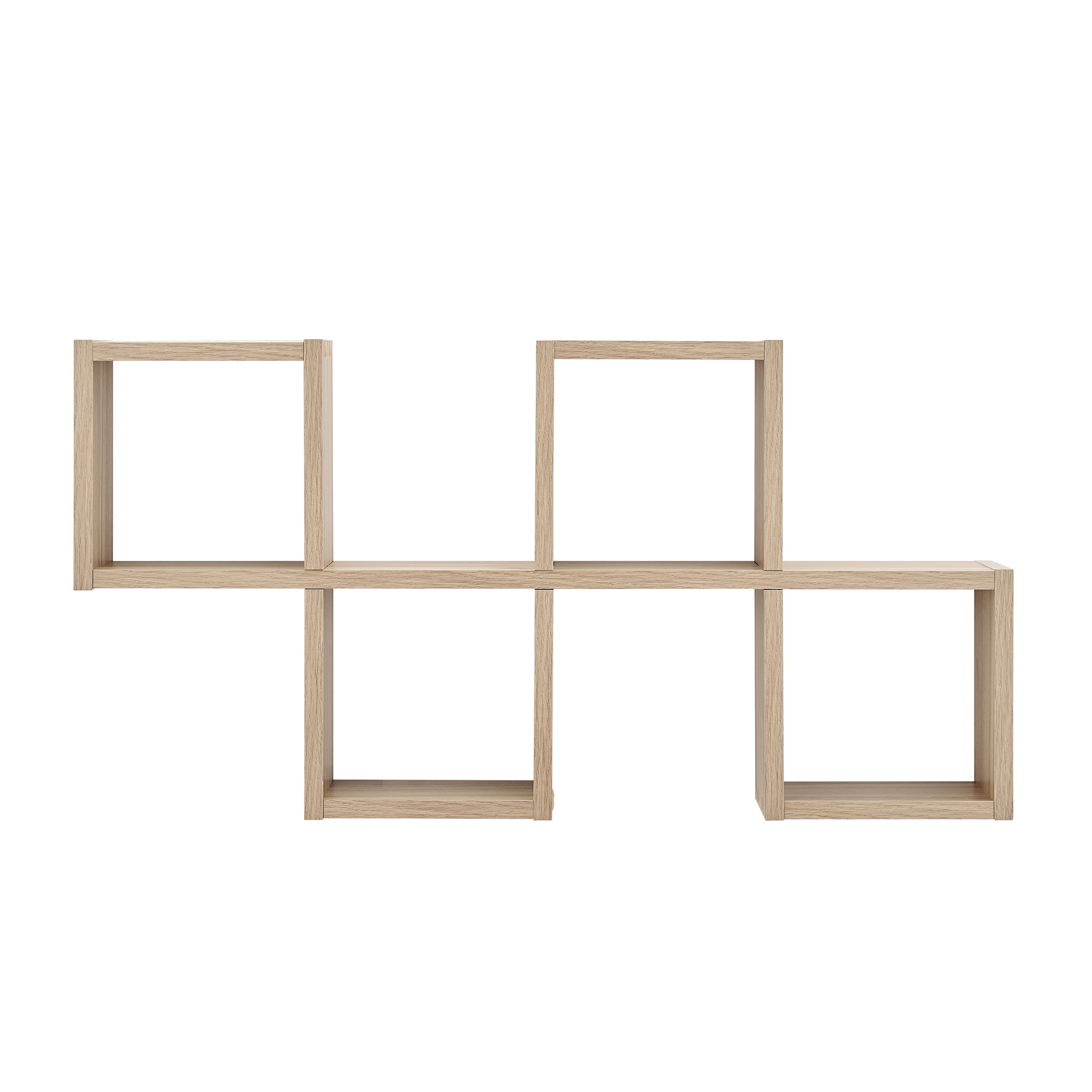 Chestnut Light Wood Floating Wall Shelf with Cubby Holes