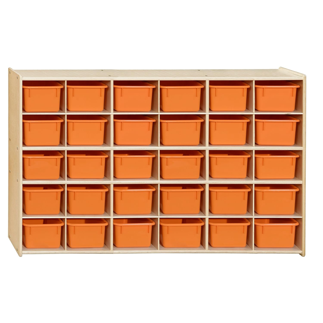 Cubby Storage Organizer Cubes 20 Cubbies with Clear Plastic Bins Wood