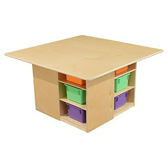 wood designs 85003ap cubby table with 12 assorted pastel trays