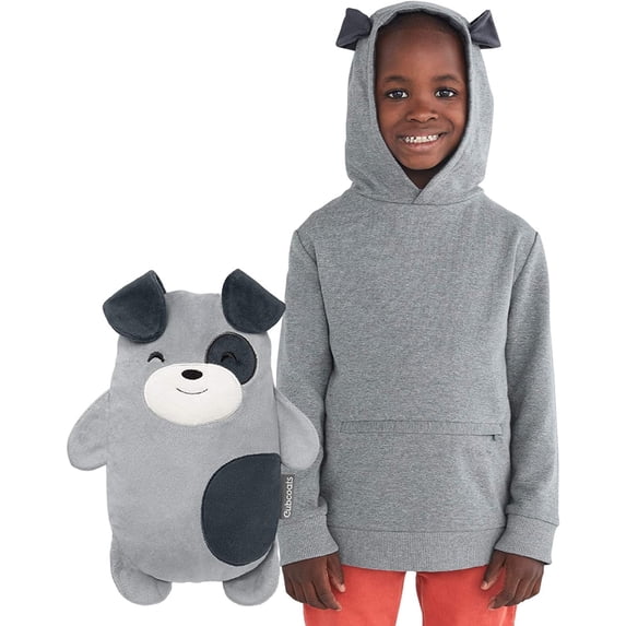 Cubcoats Pimm The Puppy 2 in 1 Transforming Pullover Hoodie & Soft Plushie Grey Size 3T